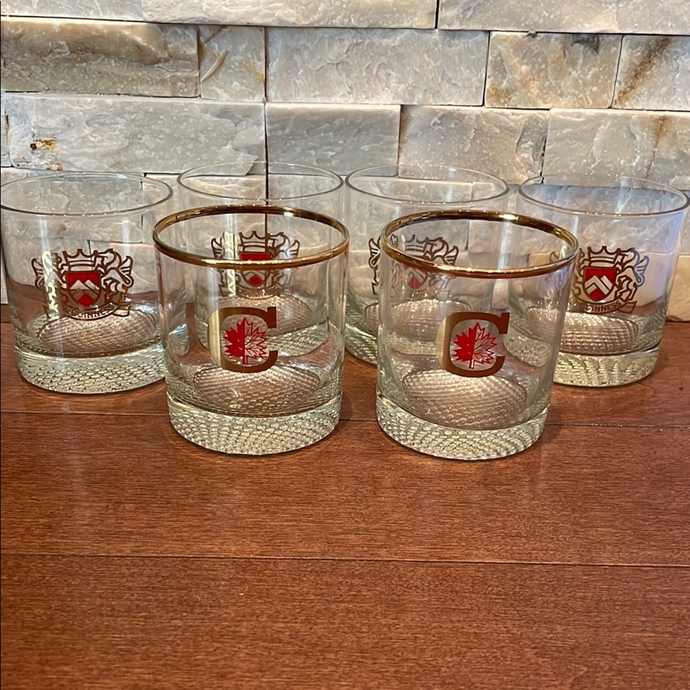 Glass Tumbler with Red and Gold Crest